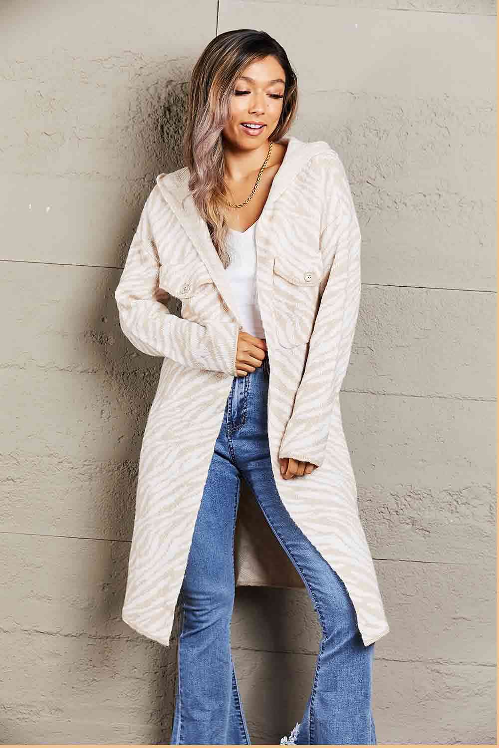 Longline open front hot sale hooded cardigan