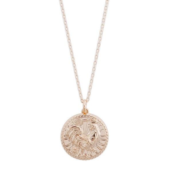 Chinese Zodiac Coin Necklace - Rooster