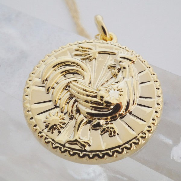 Chinese Zodiac Coin Necklace - Rooster