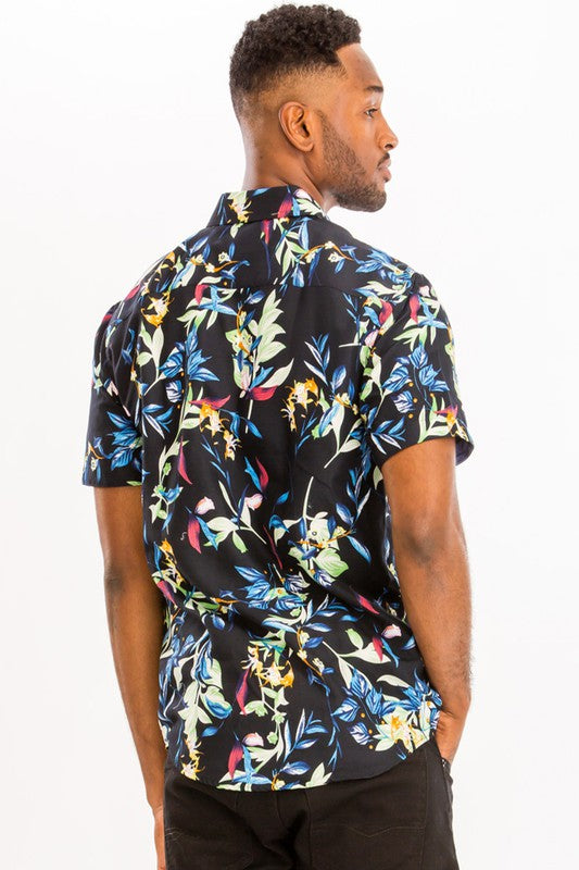 Weiv Hawaiian Print Button Down Shirt