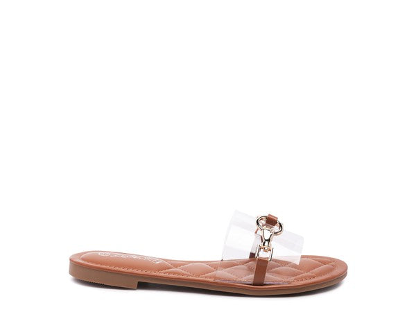 SCOTH Clear Buckled Quilted Slides