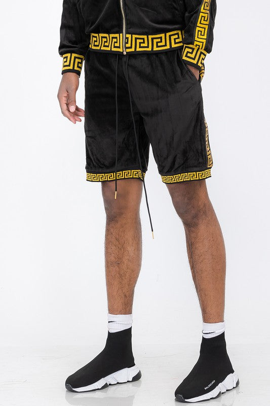 Status Print Velour Shorts Suede Shorts