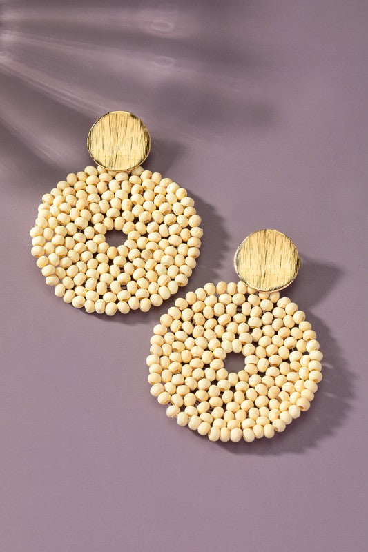 B A C K IN S T O C K wood disk drop earrings