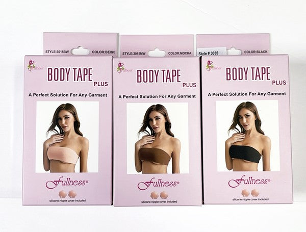 Plus size body tape with silicone nipple cover