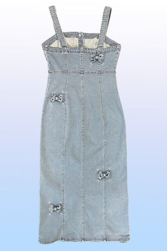 Denim dress with bow detailing