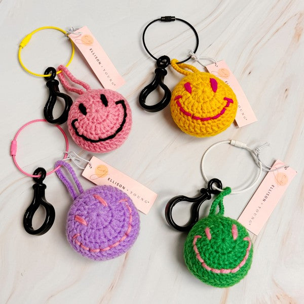 Happy Face Puffy Ball Key Ring