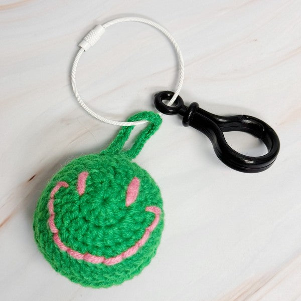 Happy Face Puffy Ball Key Ring