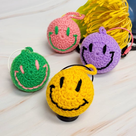 Happy Face Puffy Ball Key Ring