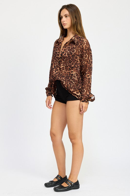 ANIMAL PRINT OVERSIZED SHIRT