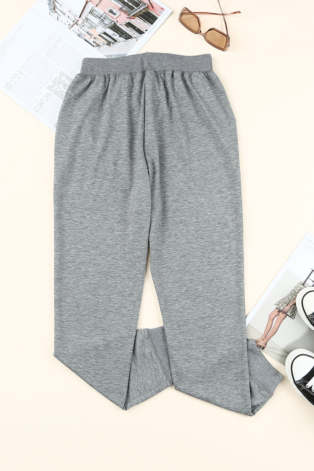 Grey Mama Letter Print Drawstring High Waisted Jogger Pants