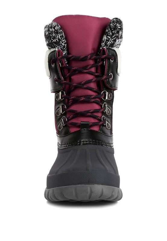 Delphine Knitted Collar Lace Up Boots