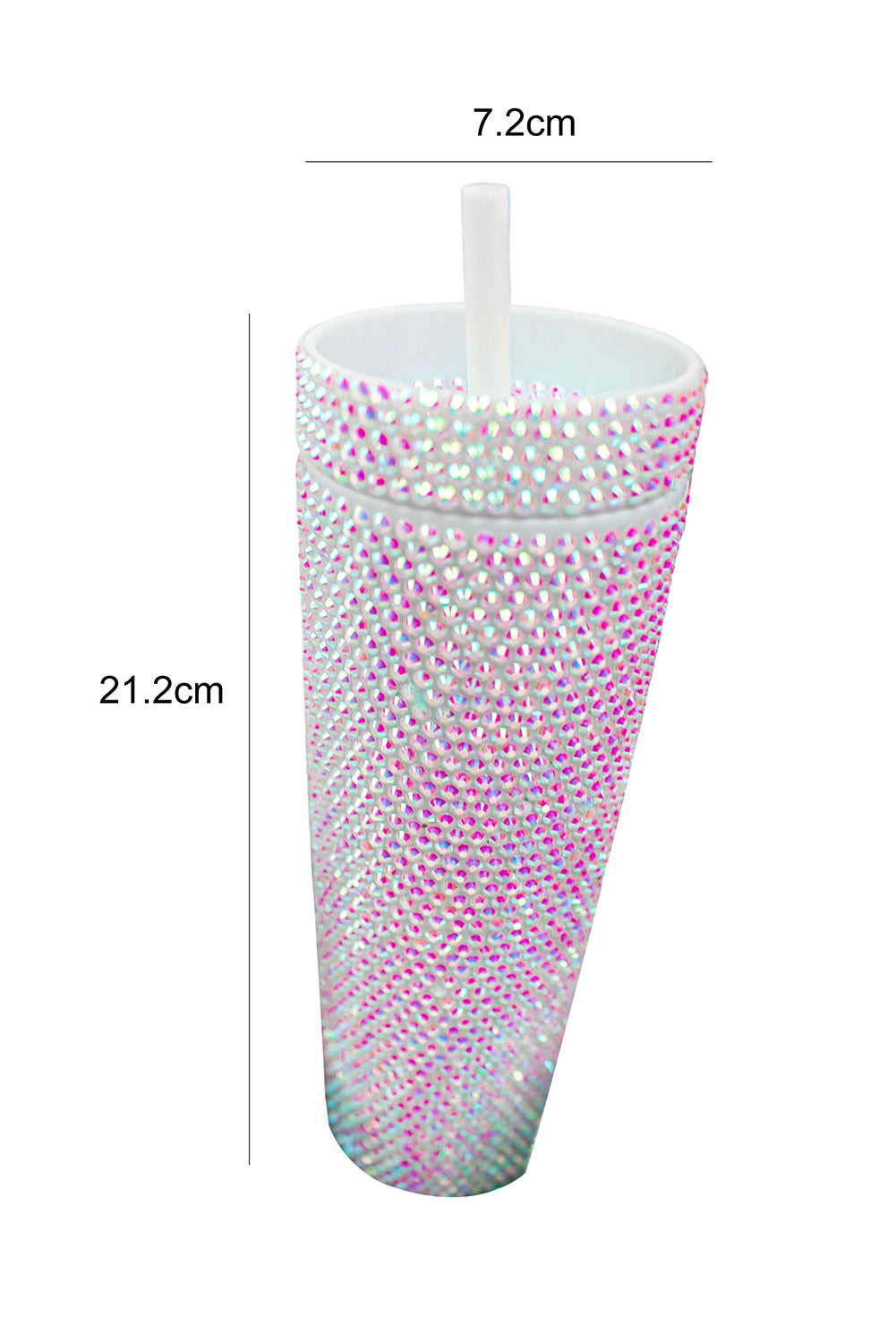 Silver 16oz Full Rhinestone Straw Tumbler