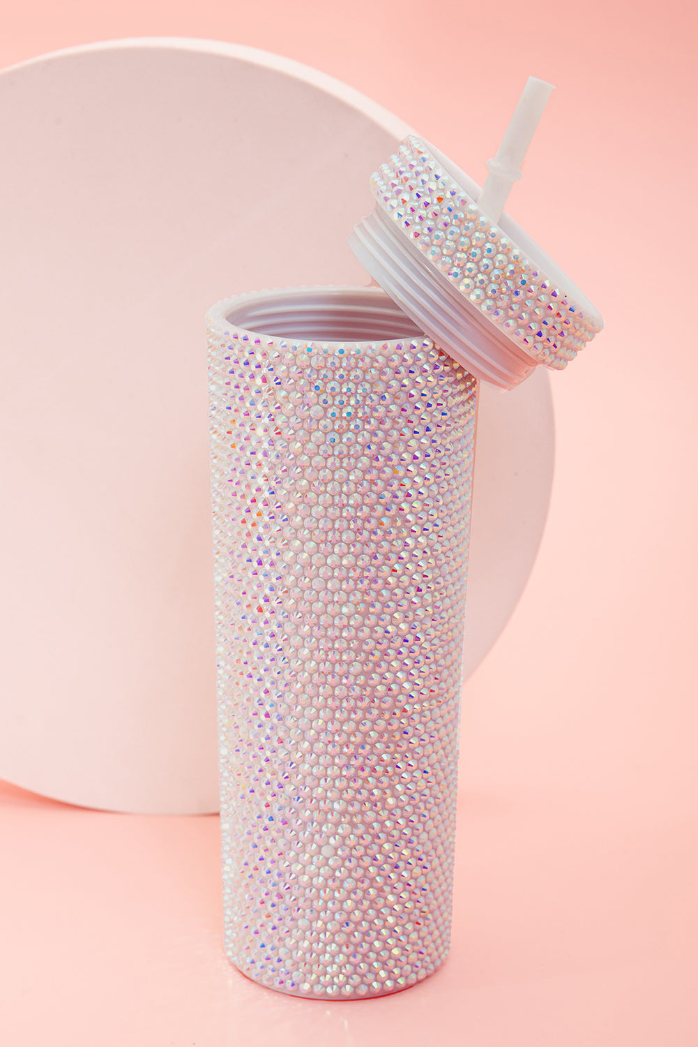 Silver 16oz Full Rhinestone Straw Tumbler