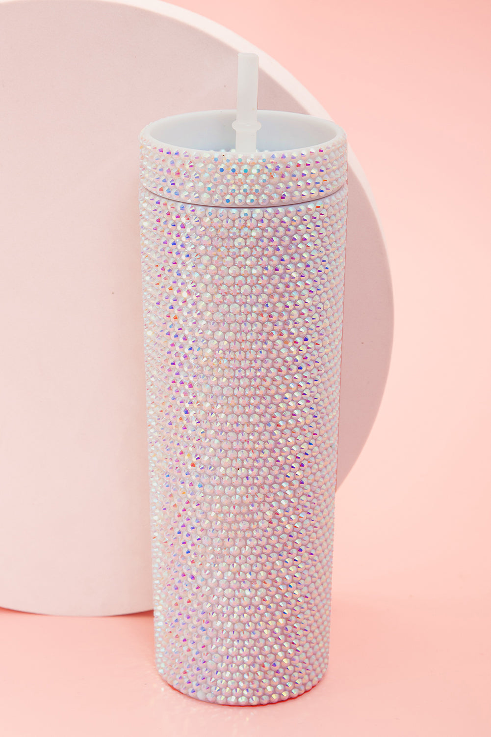 Silver 16oz Full Rhinestone Straw Tumbler