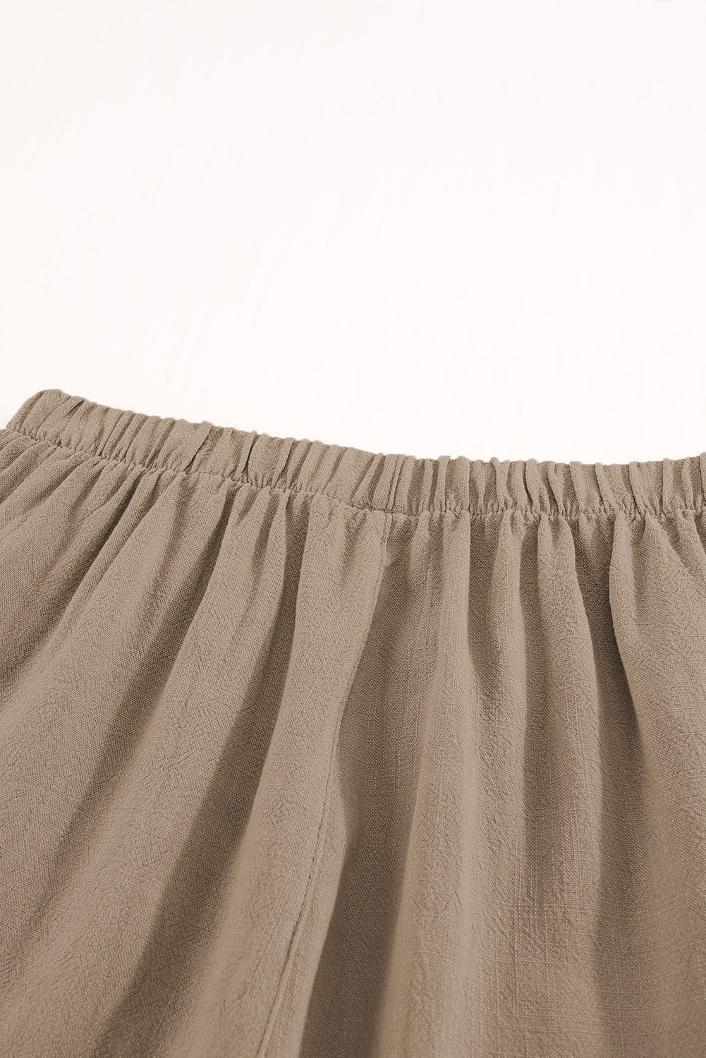 Khaki Casual Pocketed Ruffle High Waist Shorts