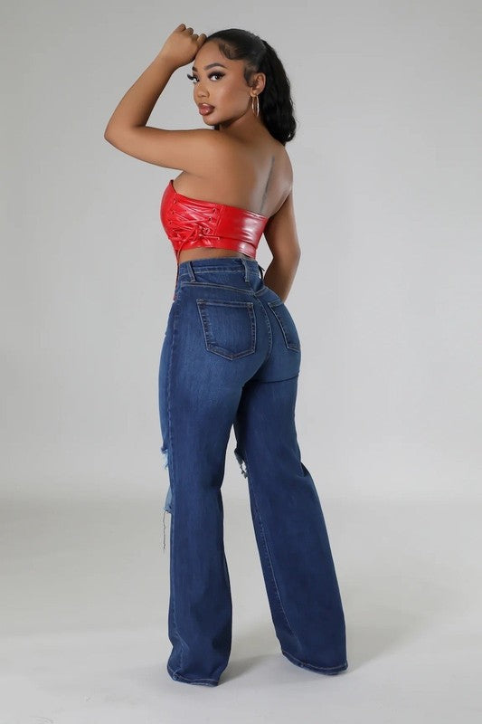 Jade Wide Leg Jean in Dark Denim