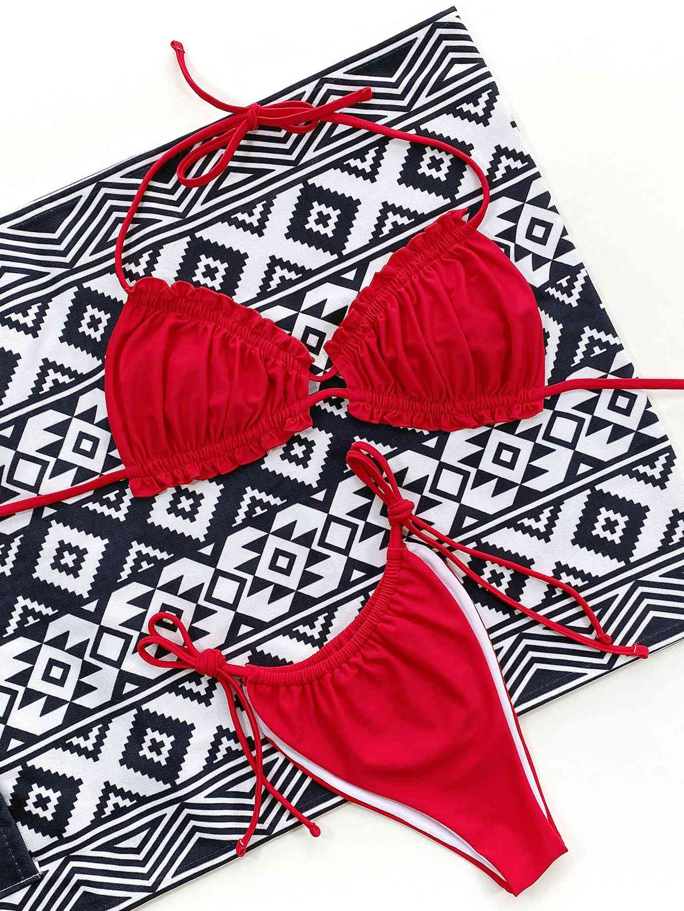 Frill Trill Halter Neck Bikini Set