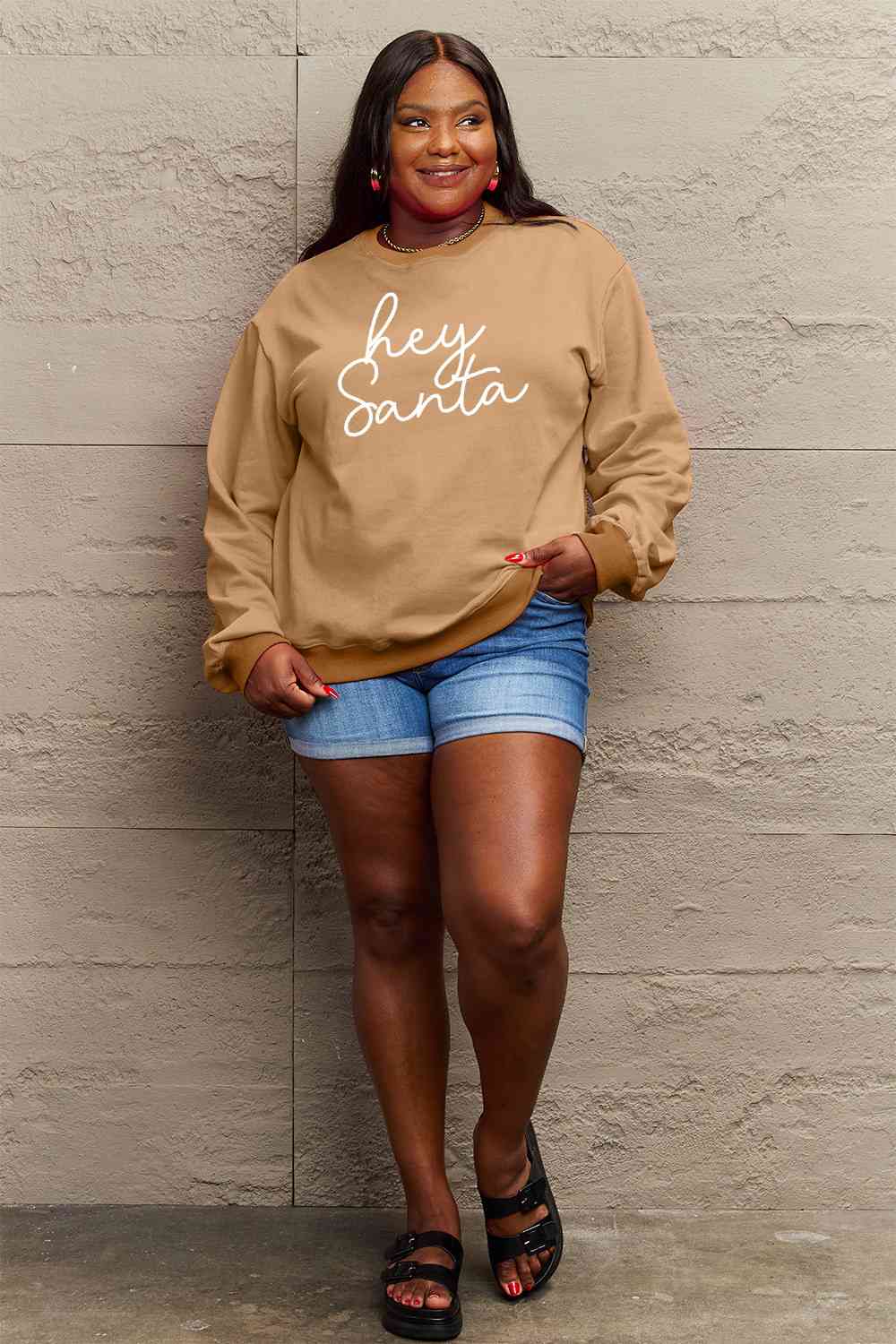 Simply Love Full Size HEY SANTA Graphic Sweatshirt