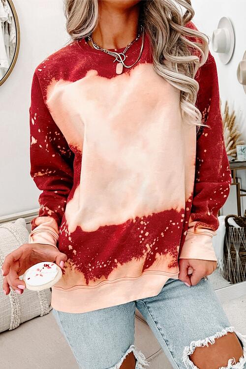 Contrast Round Neck Long Sleeve Sweatshirt