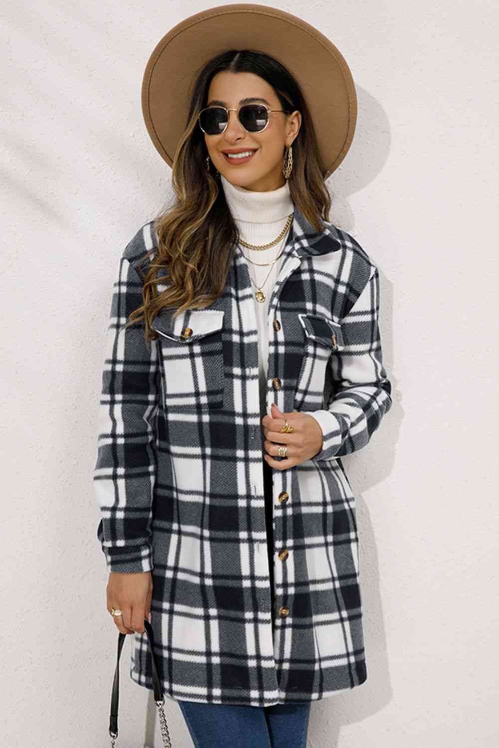 Plaid Collared Longline Coat