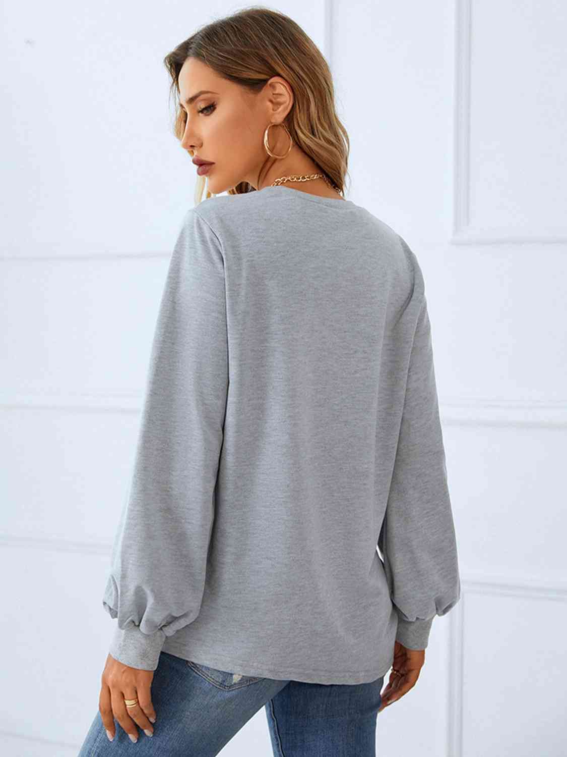 Ruched Detail Round Neck T-Shirt