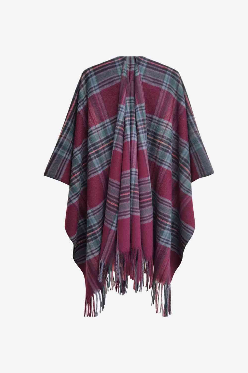 Plaid Fringe Detail Polyester Scarf